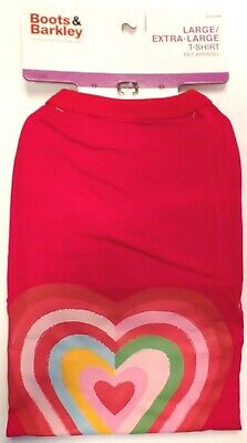 Boots & Barkley - Heart Rainbow Red Pet T-shirt  Size Large/Extra Large