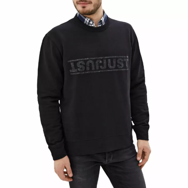 Just Cavalli S01GU0031 Felpa da Uomo Stampato Scrittura Casual Pullover Maglione