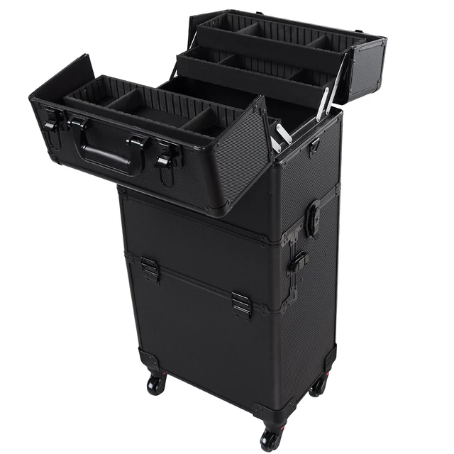 BYOOTIQUE Pro 2in1 Rolling Makeup Case Cosmetic Train Lockable Box 4 Wheel 360°