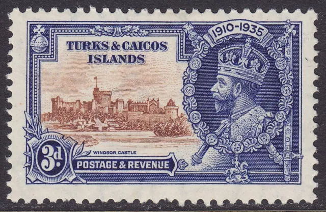 TURKS & CAICOS ISLANDS 1935 KGV SG188 3d SILVER JUBILEE MOUNTED MINT