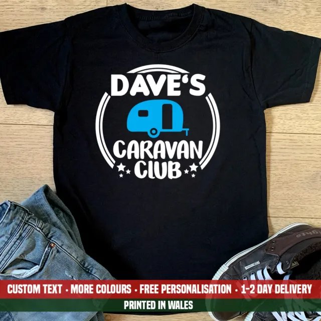 T-shirt personalizzata NOME Caravan Club divertente campeggio statico tourer camper furgone regalo top