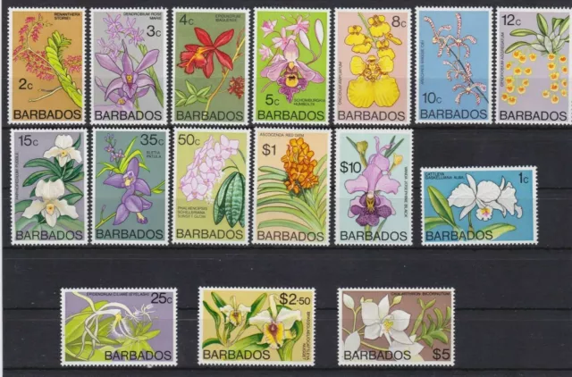 Barbados 365/380+420/421 X postfr/mnh Orchideen Orchids 1974/1977 -07542