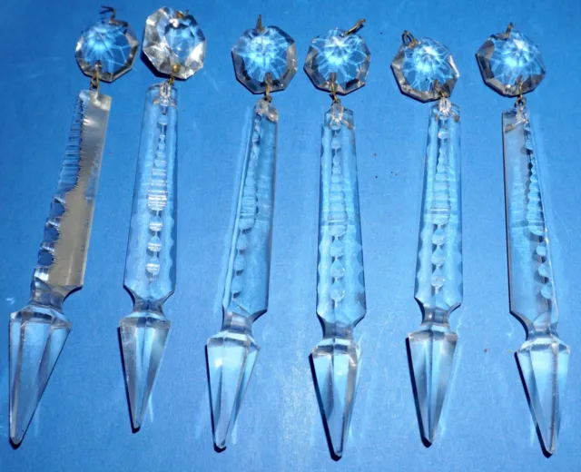 Eiszapfen Zapfen Kristall Glas f. Kronleuchter Ersatzteile Baumbehang 6x URALT .