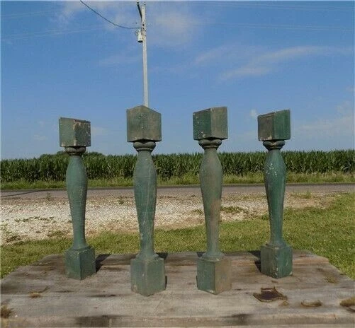 4 Balusters Green Wood Architectural Salvage Spindles Porch Post House Trim A11,