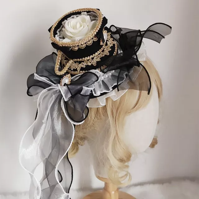 Womens Hair Accessories Ruffled Hairpin Shiny Mini Top Hat Carnival Headwear