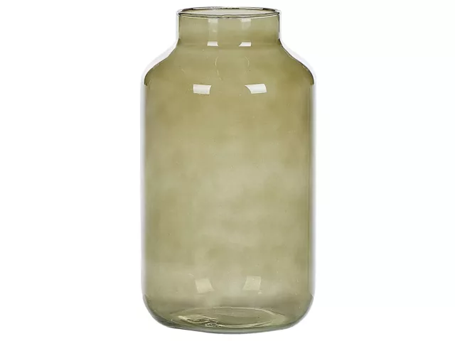 Hohe Dekovase aus Glas olivgrün 30 cm Dekogefäß Dhokla