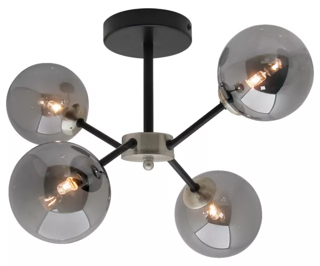 Modern 4 Light Ceiling Smoked Grey Glass Globe Lamp Shades H3059 with G9 LED 5w