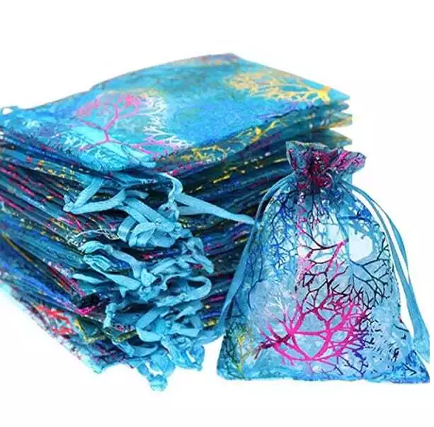 Organza Gift Bags - Pack 5 or 10 Drawstring Rainbow Bags Wedding Favours