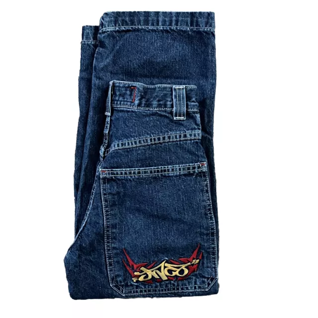 Vintage 90’s Y2K JNCO Flamehead Skater Jeans Embroidered Logo Boys Size 8