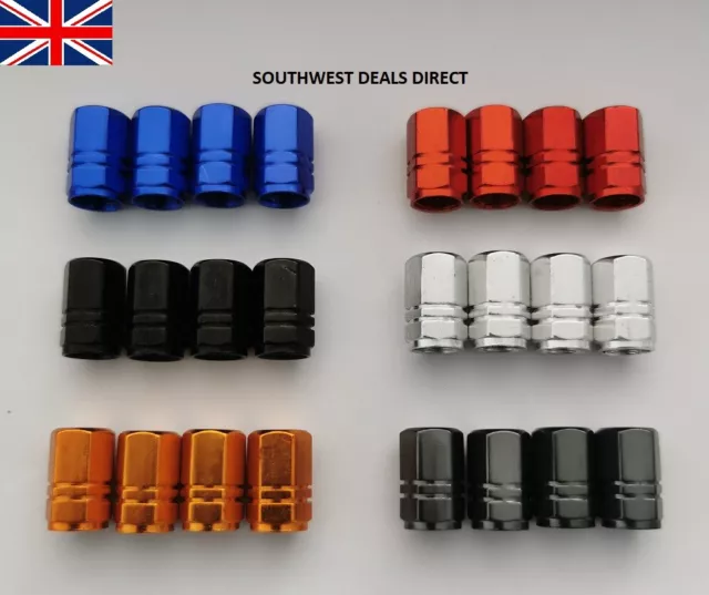 Tyre Valve Dust Caps for Car Alloy Wheels Bikes Motorcycles Set of 4 UK Seller