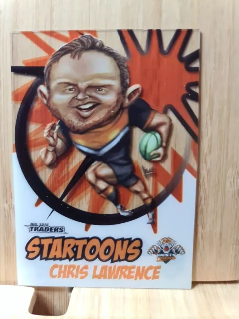 CHRIS LAWRENCE🏆2019 NRL TRADERS #ST18 STARTOONS Clear Tigers Trading Card🏆