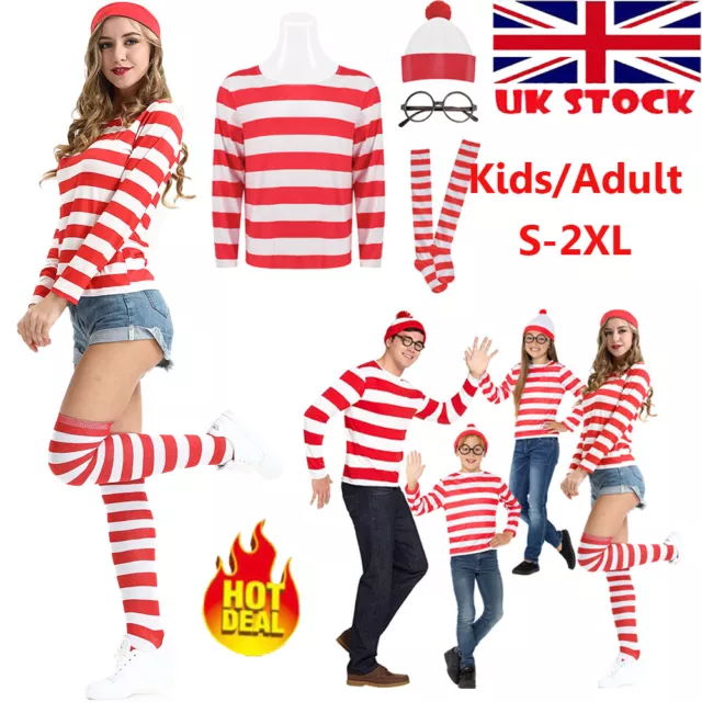 Where's Wally Wenda Adult Boys Girls Licensed Fancy Dress Costume World Book-Day