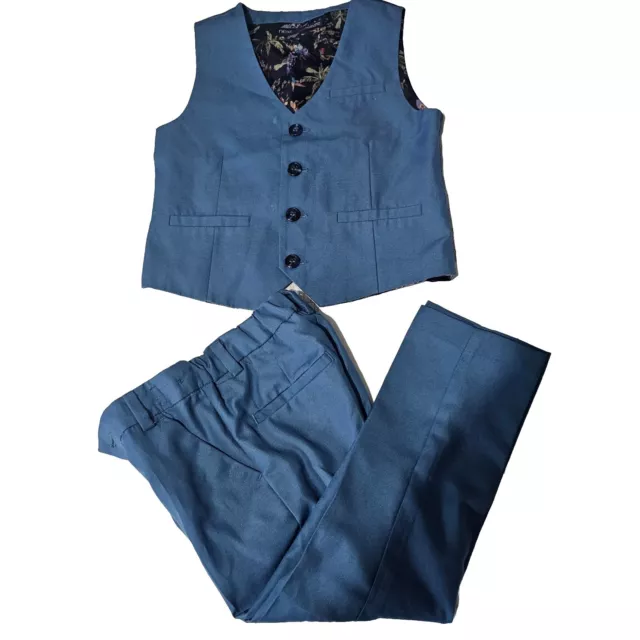 Boys Next Blue Smart Formal Waistcoat & Trousers Outfit Suit Age 3-4 years Old