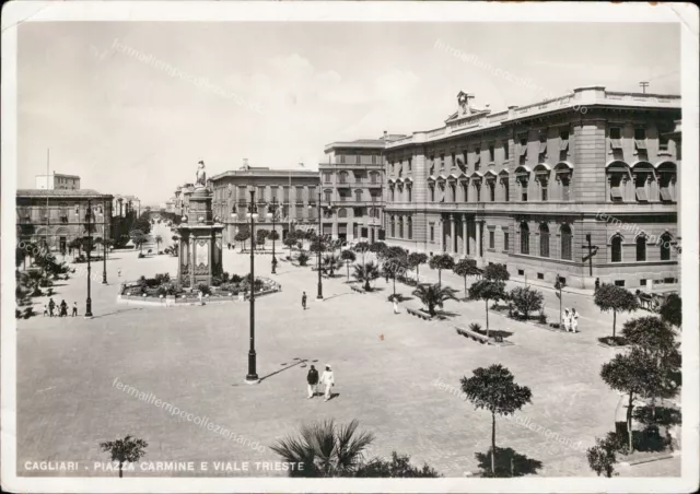am219 cartolina cagliari  citta' piazza carmine e viale trieste 1941