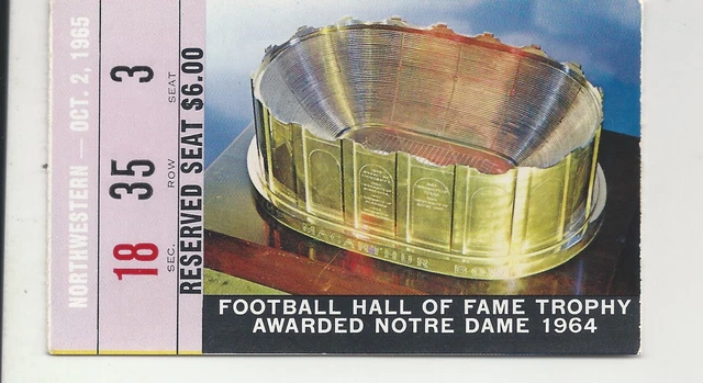 1965 Notre Dame vs Northwestern original college football ticket stub