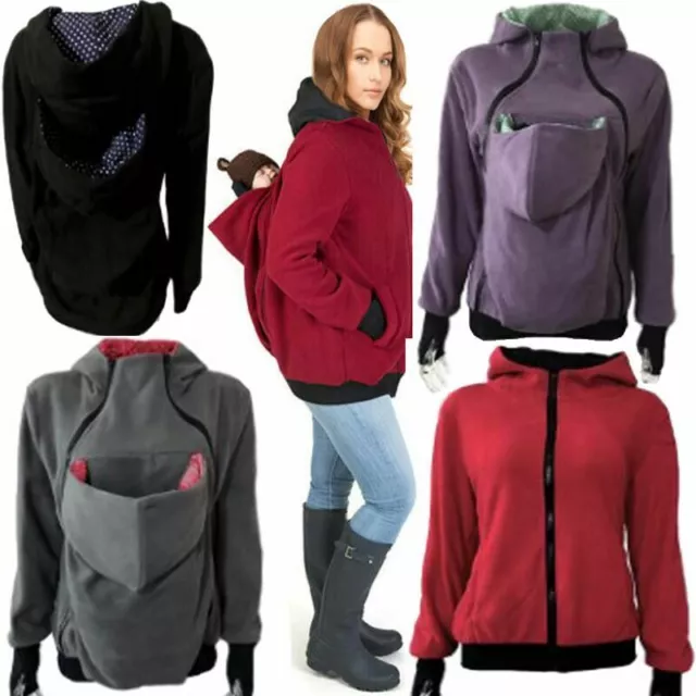 Marsupio Neonato (Rimovibile) Giacca Donna Top Canguro con Cappuccio Bebé BC815
