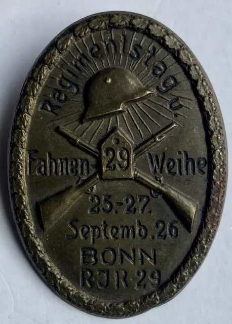 Anstecker Abzeichen Regimentstag RIR 29 Bonn 1926 Fa. Hoffstätter BM original