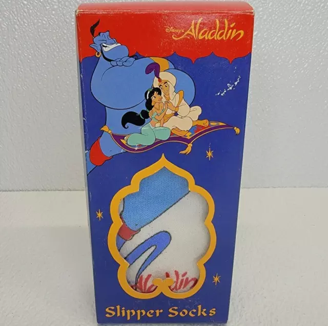 Vintage 90's Disney Aladdin Genie magic lamp Slipper Socks, new with tags!