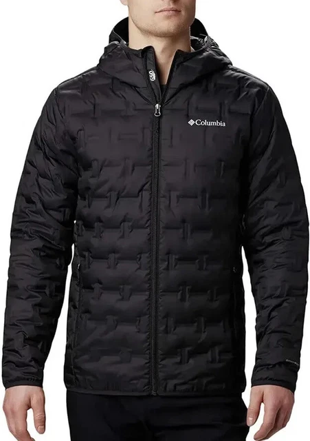 Columbia Delta Ridge Down Hooded Jacket Men Large Black Omni Heat New Winter 23