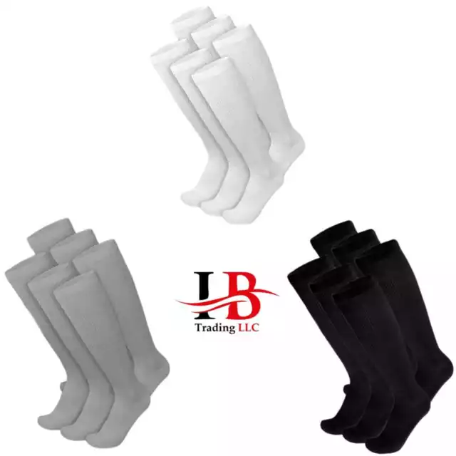 6 Pairs Mens Diabetic over the calf socks compression knee high cotton socks