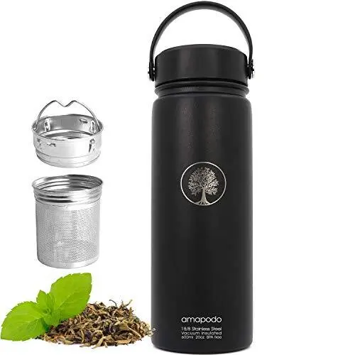 amapodo Bottiglia in acciaio inox 600ml con Filtro - Perfetto per l'Acqua (P6p)