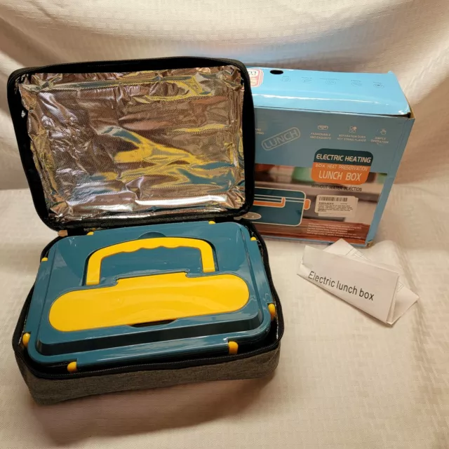 Portable Heated Electric Lunch Box w/ Insulated Travel Bag & Flatware