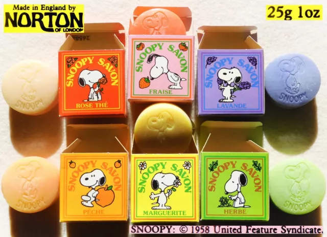 🧼 SNOOPY Peanuts VINTAGE 1980 Saponette Profumate da COLLEZIONE Norton England