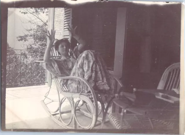 Switzerland, Wengen, A Young Woman in a Rocking Chair Vintage Print, Print c