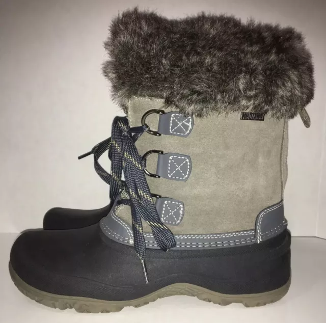 Khombu Boots Grey Slope Women's Ladies Waterproof Winter Size 8 M BN4