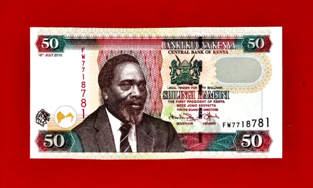 Scarce Miscut Error - 50 Shillings Shilingi Hamsini 2005 Kenya Commem. Unc  Note 2