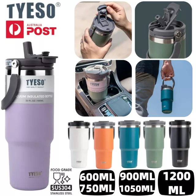 Tyeso Travel Mug Stainless Steel Thermal Coffee Cup Vacuum Insulated Flask Straw