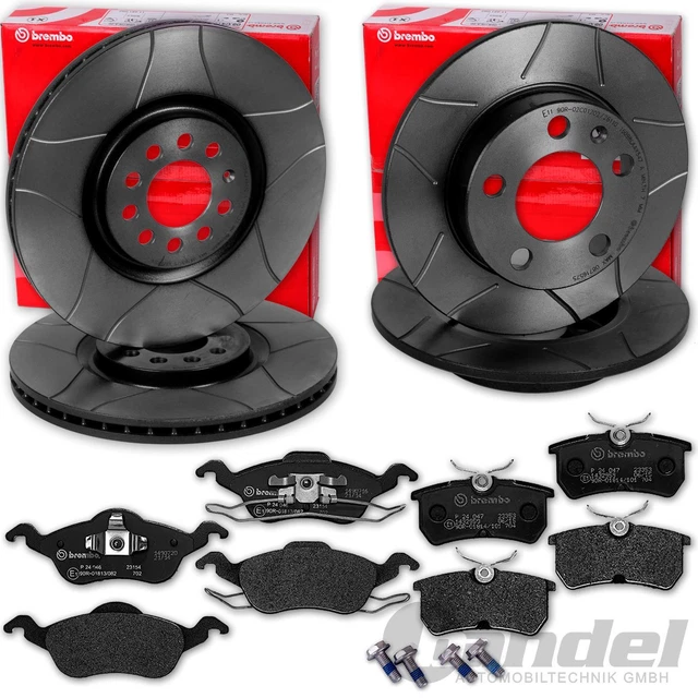 DISCHI FRENO FESSURATI BREMBO + PASTIGLIE ANTERIORI + POSTERIORI per FORD FOCUS 1 I MK1