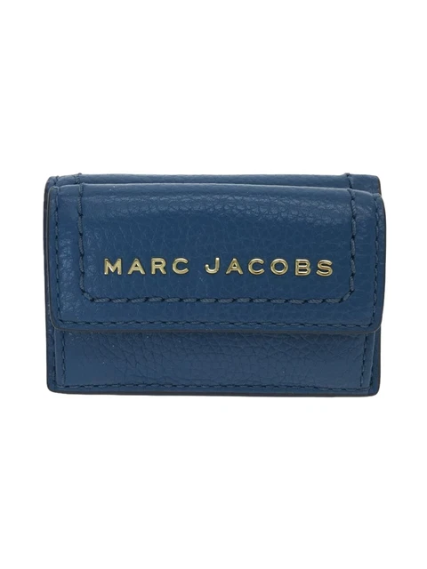 Marc By Marc Jacobs Tri-Fold Wallet Leather Blu Plain Ladies Women Hand Bag shou