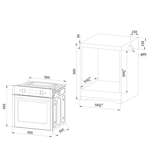 Cuisinière: 60cm Four encastrable EB8313ED + 59cm Plaque Induction IH5900RL 10