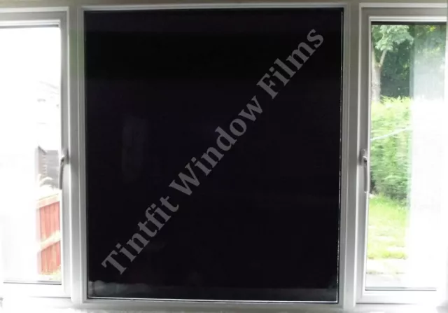 Total Blackout Privacy Glas Fensterfolie Block Aus 100 % Hellschwarz Tönung 2