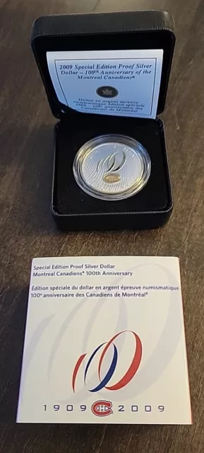 ⚜️ 1909-2009 Proof .925 Silver Dollar Coin 100th Anniversary Montreal Canadiens