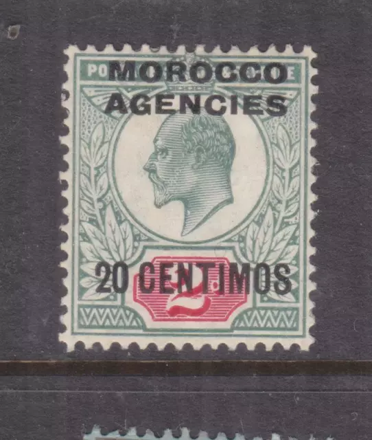 MOROCCO AGENCIES, Spanish Currency,1907 KEVII 20c. on 2d Green & Red, lhm