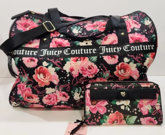 Juicy Couture Pick Your Petal Our Zip Says It All Duffle Bag & Zip Around Wallet