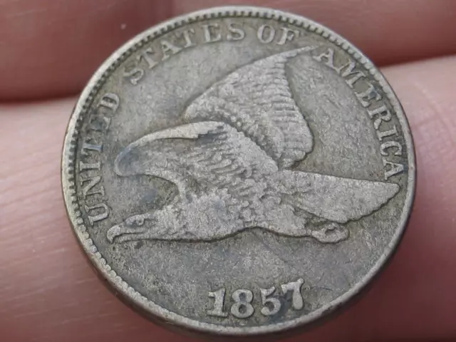 1857 Flying Eagle Penny Cent- VF/XF Details