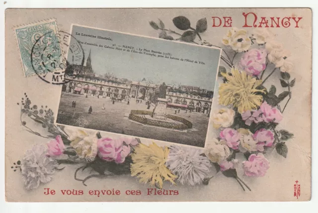 NANCY - CPA 54 - Nancy Remembrance Card - Place Stanislas & Flowers