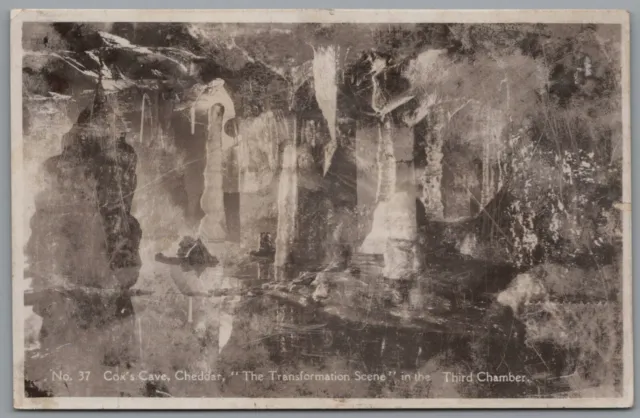 Cox's Cave Cheddar Somerset Posted 17th Nov 1937 Real Photo RP RPPC Postcard