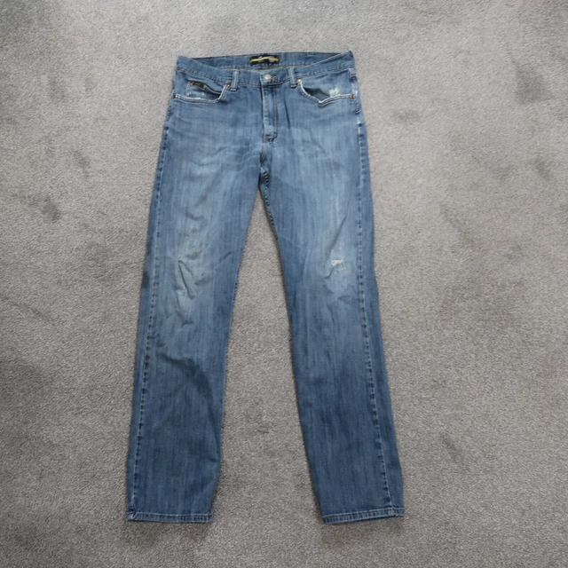 Lee Regular Fit Straight Leg Blue Jeans Denim Men's Size 34x34 Distressed