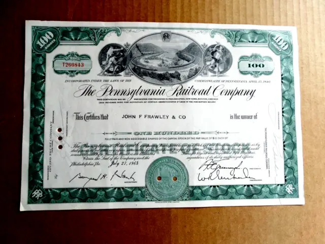 The Pennsylvania Railroad Company Stock Certificate – 1964