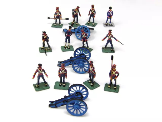 Vintage Little Lead Soldiers French Napoleonic Artillery Crew 28mm. No Barrels.