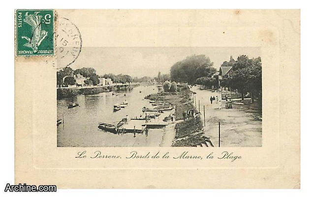 94 - Le Perreux - Bords de la Marne - La Plage - Animee - Obliteration ronde de