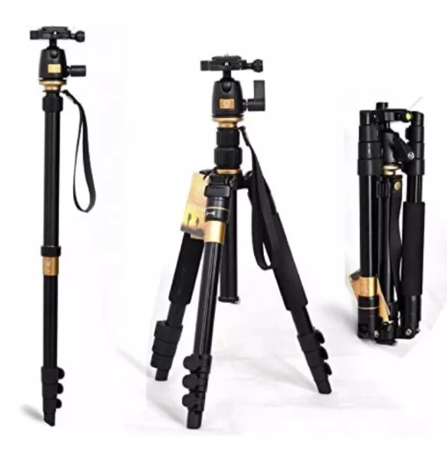 Q555 Portable Aluminum Digital Camera Tripod Monopod Stand With Ball Head