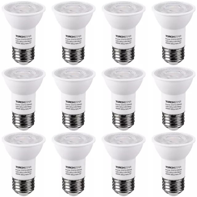 12-Pack LED PAR16 Spot Light Bulbs, Dimmable Spotlight, 4000K Cool White
