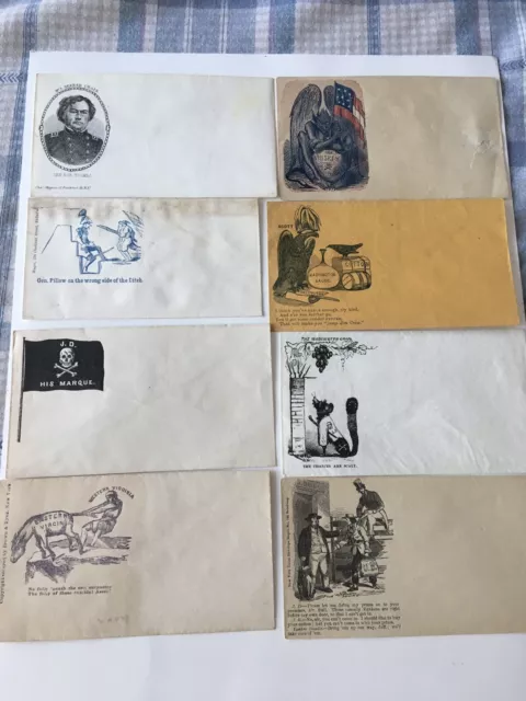 Lot of 8 Antique Civil War Anti-Confederate Patriotic Envelopes