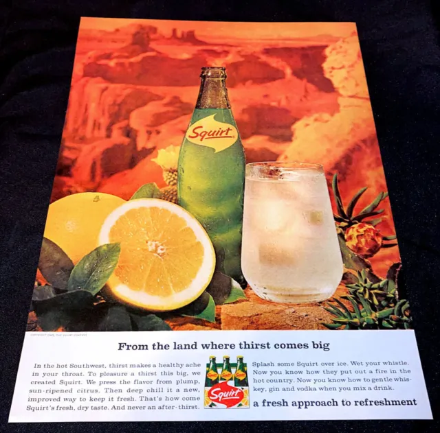 1965 Squirt Citrus Soda Large Print Advertisement Full Color The Grand Canyon