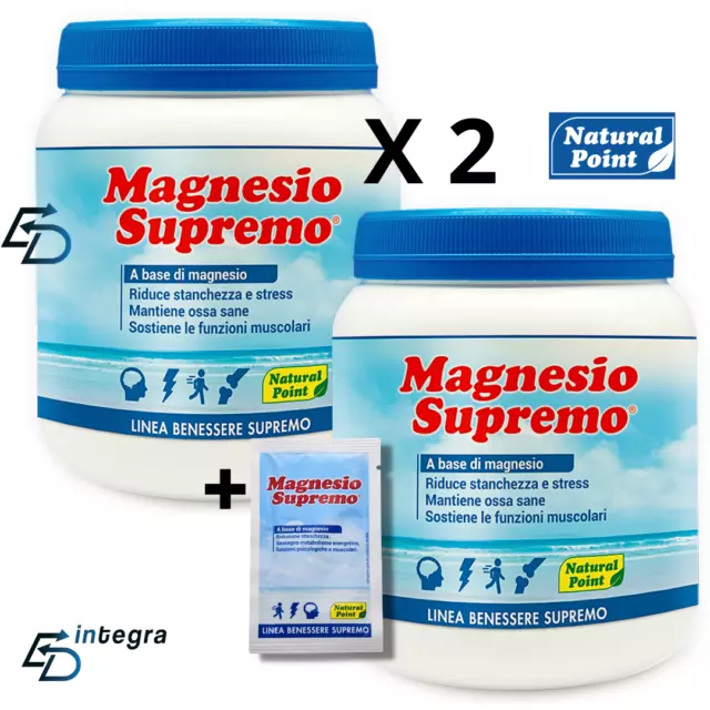 NATURAL POINT Magnesio Supremo 2 x 300g =600g  Minerale Anti Stress + 1 monodose